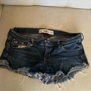 Hollister Women's Dark Wash Distressed Denim Cutoff Shorts